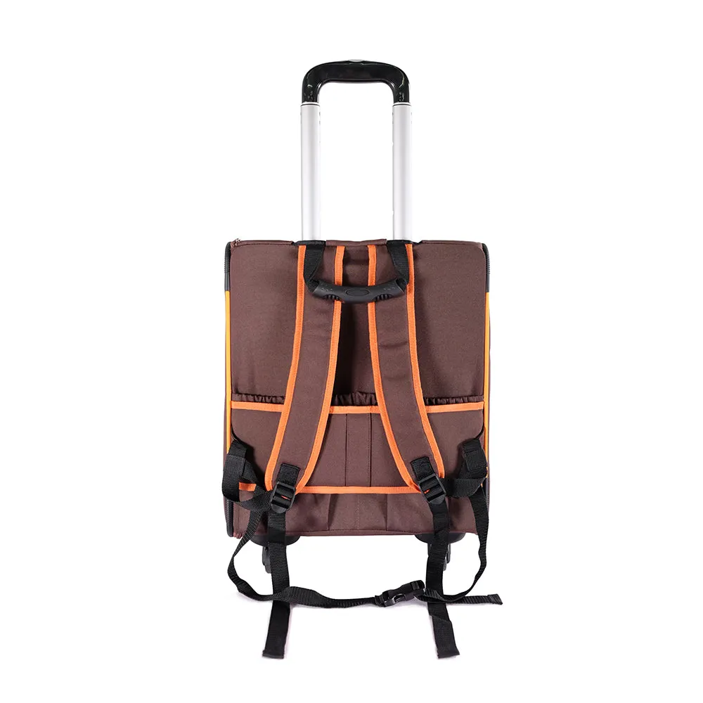 Ibiyaya Liso Backpack & Parallel Transport Pet Trolley | Orange/Brown