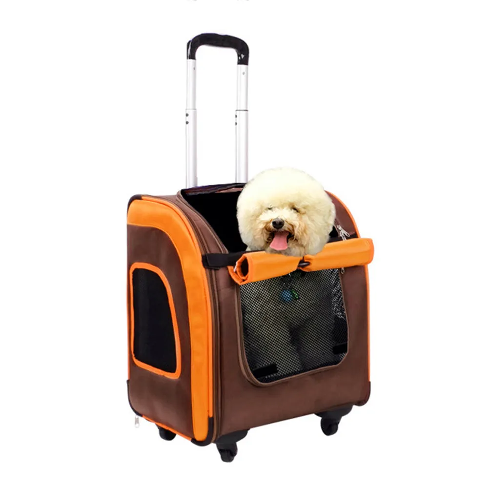 Ibiyaya Liso Backpack & Parallel Transport Pet Trolley | Orange/Brown