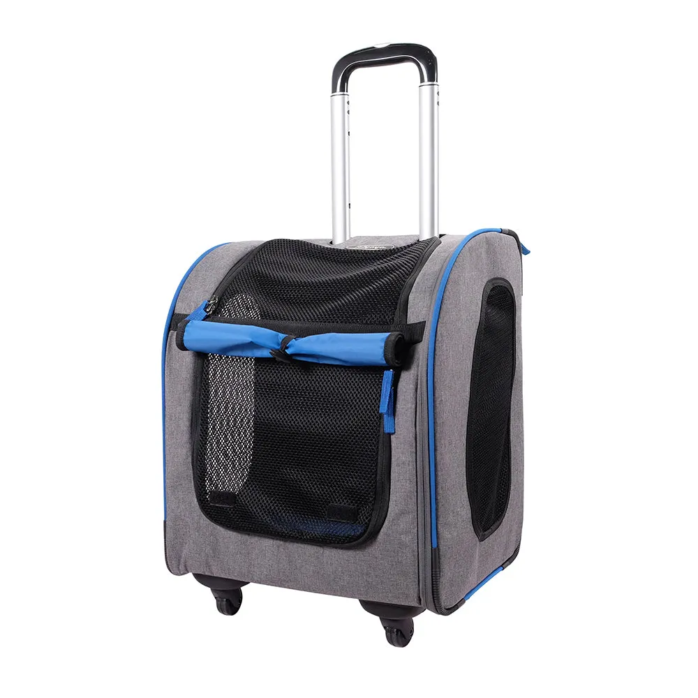 Ibiyaya Liso Backpack & Parallel Transport Pet Trolley | Slate/Sapphire