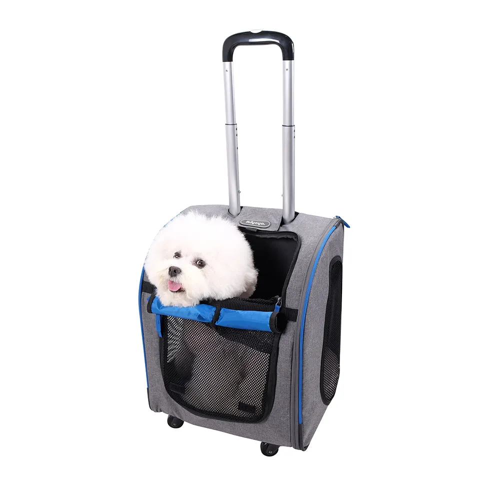 Ibiyaya Liso Backpack & Parallel Transport Pet Trolley | Slate/Sapphire