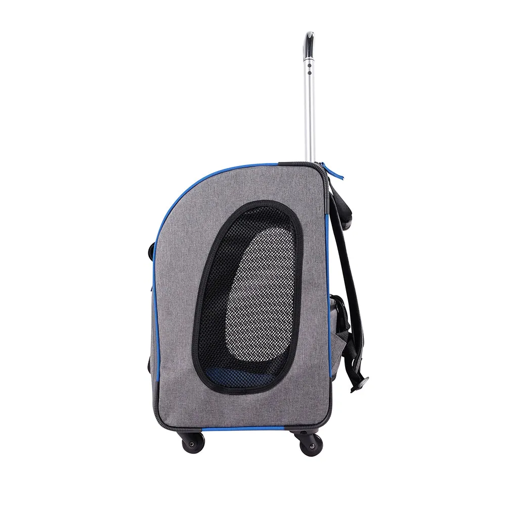 Ibiyaya Liso Backpack & Parallel Transport Pet Trolley | Slate/Sapphire