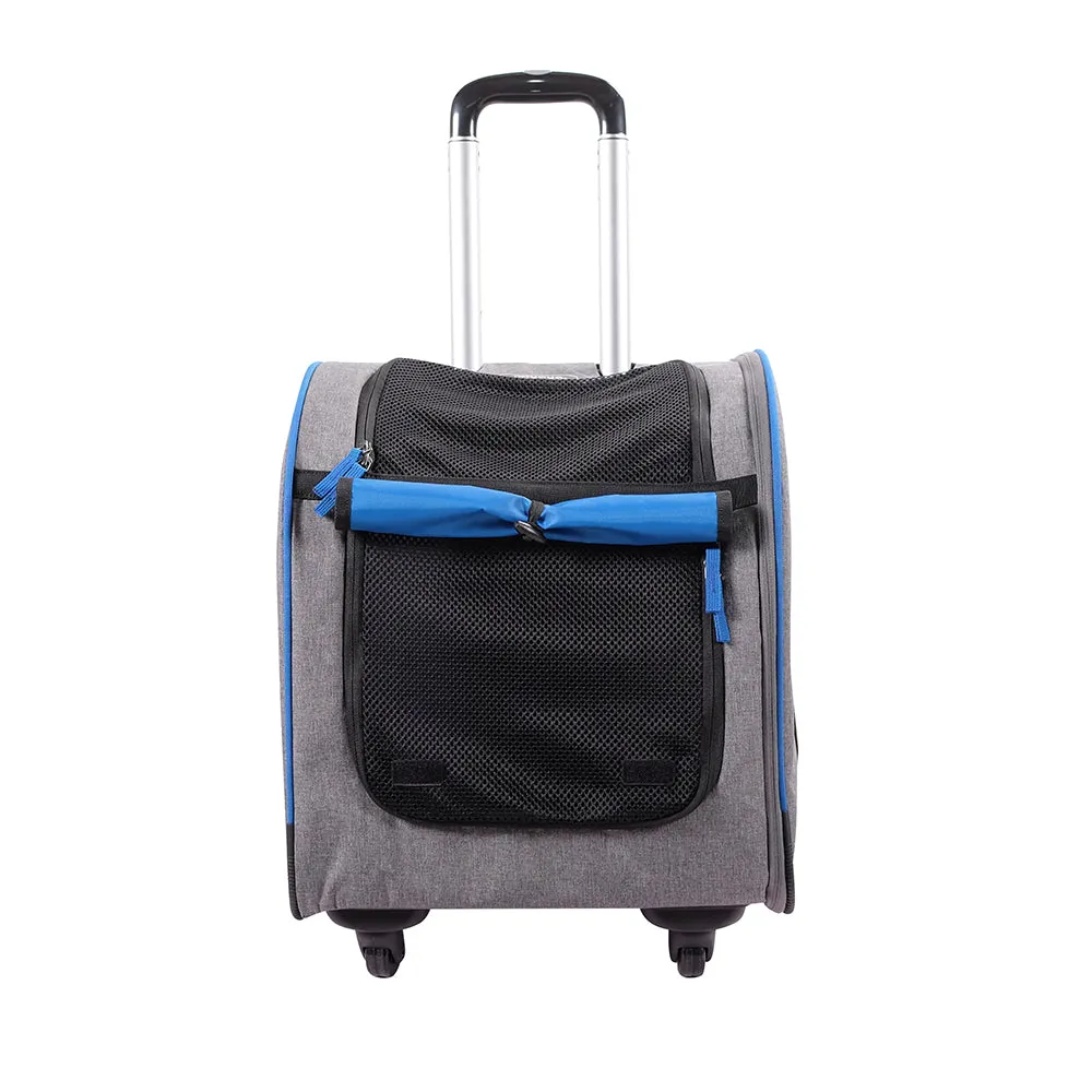 Ibiyaya Liso Backpack & Parallel Transport Pet Trolley | Slate/Sapphire