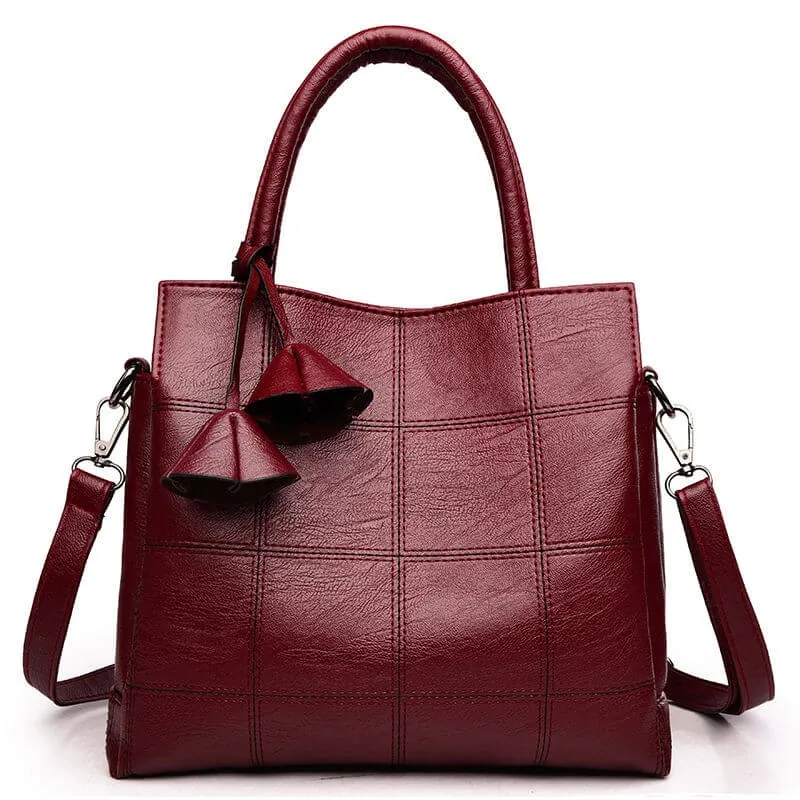 lady's chic elegant matte leather pure-color simplism fashion large-capacity shoulder bag