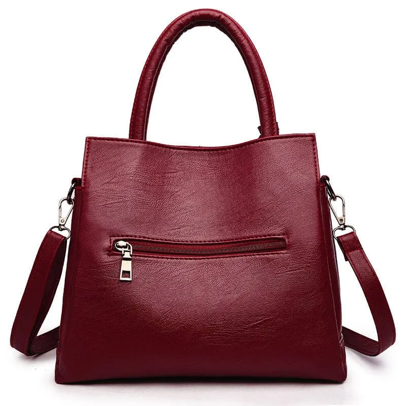 lady's chic elegant matte leather pure-color simplism fashion large-capacity shoulder bag