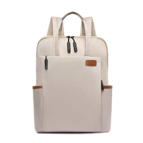 Laptop Off White Backpack Purse for Women, 13.3 Inch Computer Business Stylish Off White Backpacks 女士筆記本電腦米白色背包錢包，13.3 英寸電腦商務時尚米白色背包 KCBAG2229