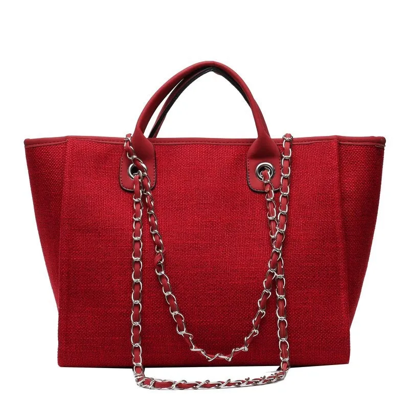 Large Capacity Chain Strap Shopping and Travel Shoulder Tote Bags