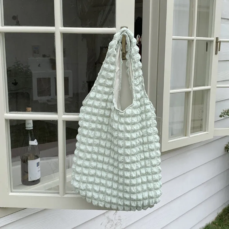 Large-Capacity Fluffy Quilted Shopping Tote Bags