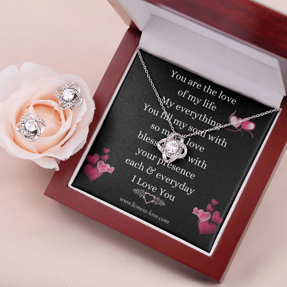 Love Knot Necklace and Earring Set Elegant Gift for your loved one.