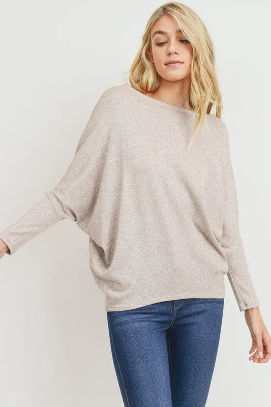 Lurex Metallic Boat Neck Dolman Long Sleeved Top