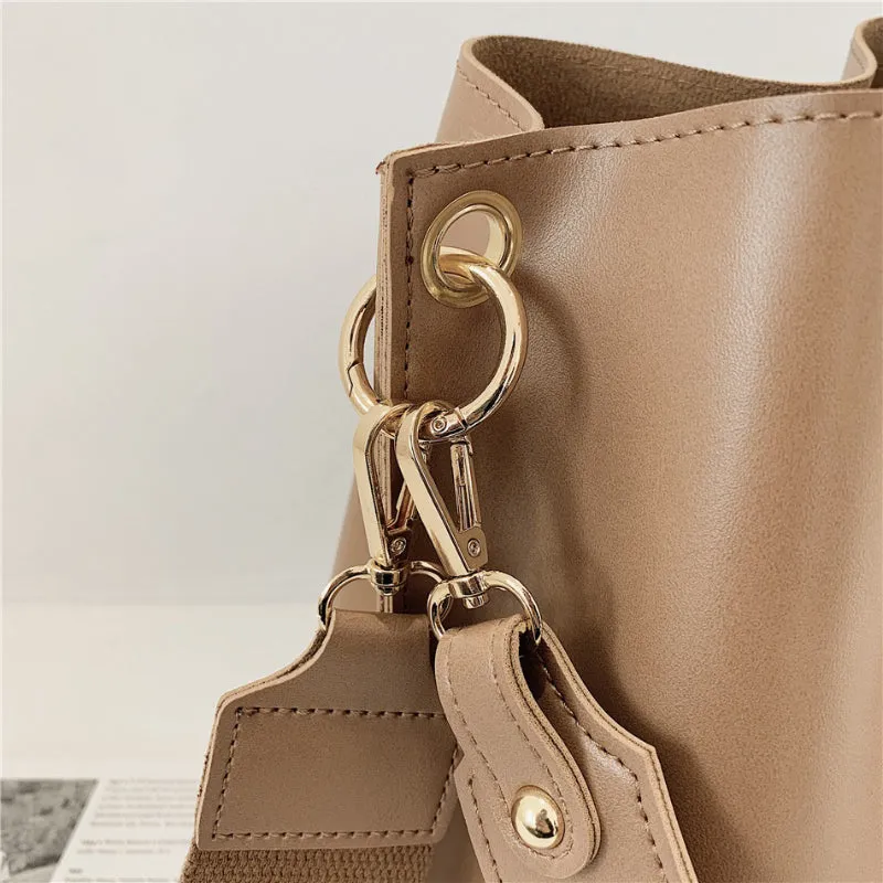 Luxe Soft Vegan Leather Wide Strap Crossbody Shoulder Bags