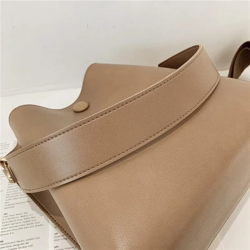 Luxe Soft Vegan Leather Wide Strap Crossbody Shoulder Bags