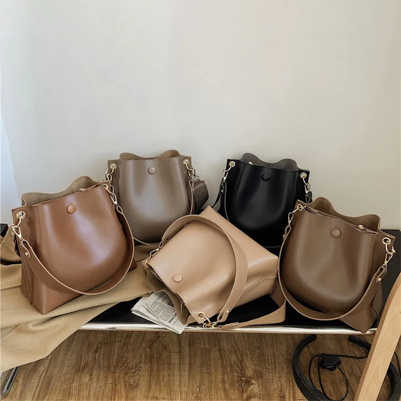 Luxe Soft Vegan Leather Wide Strap Crossbody Shoulder Bags