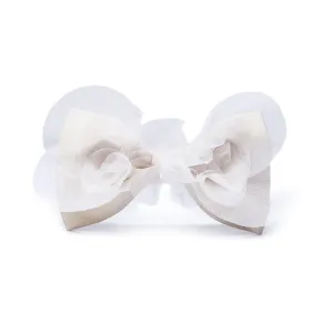 Men's Classy Warm Ivory White Organza Bow Tie