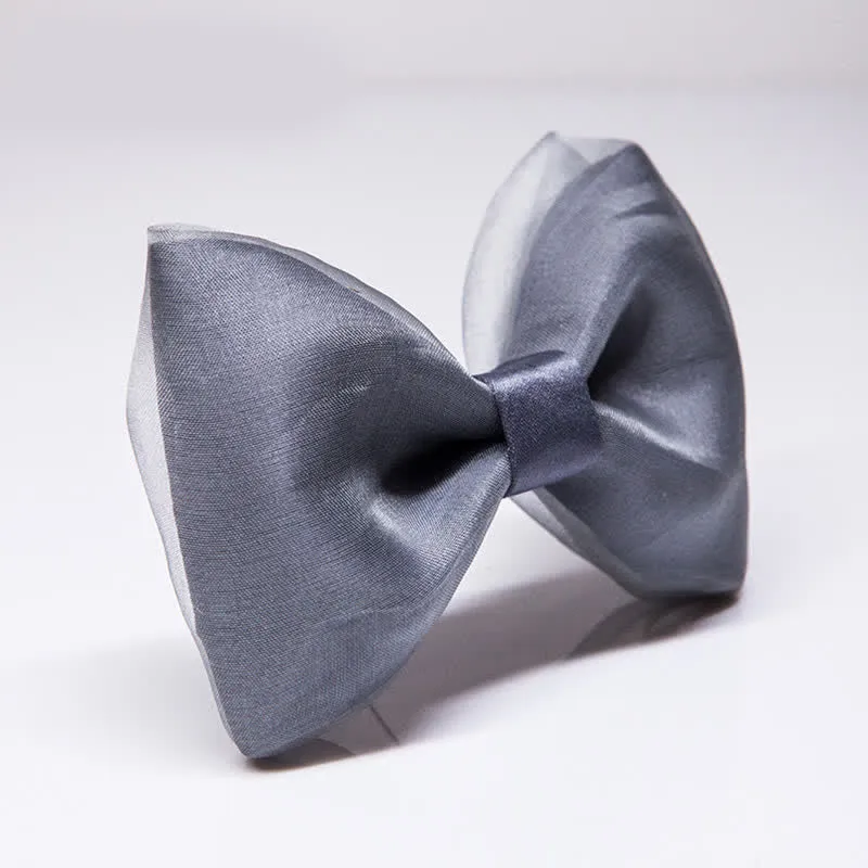 Men's Simple Gentleman Grey Organza Bow Tie