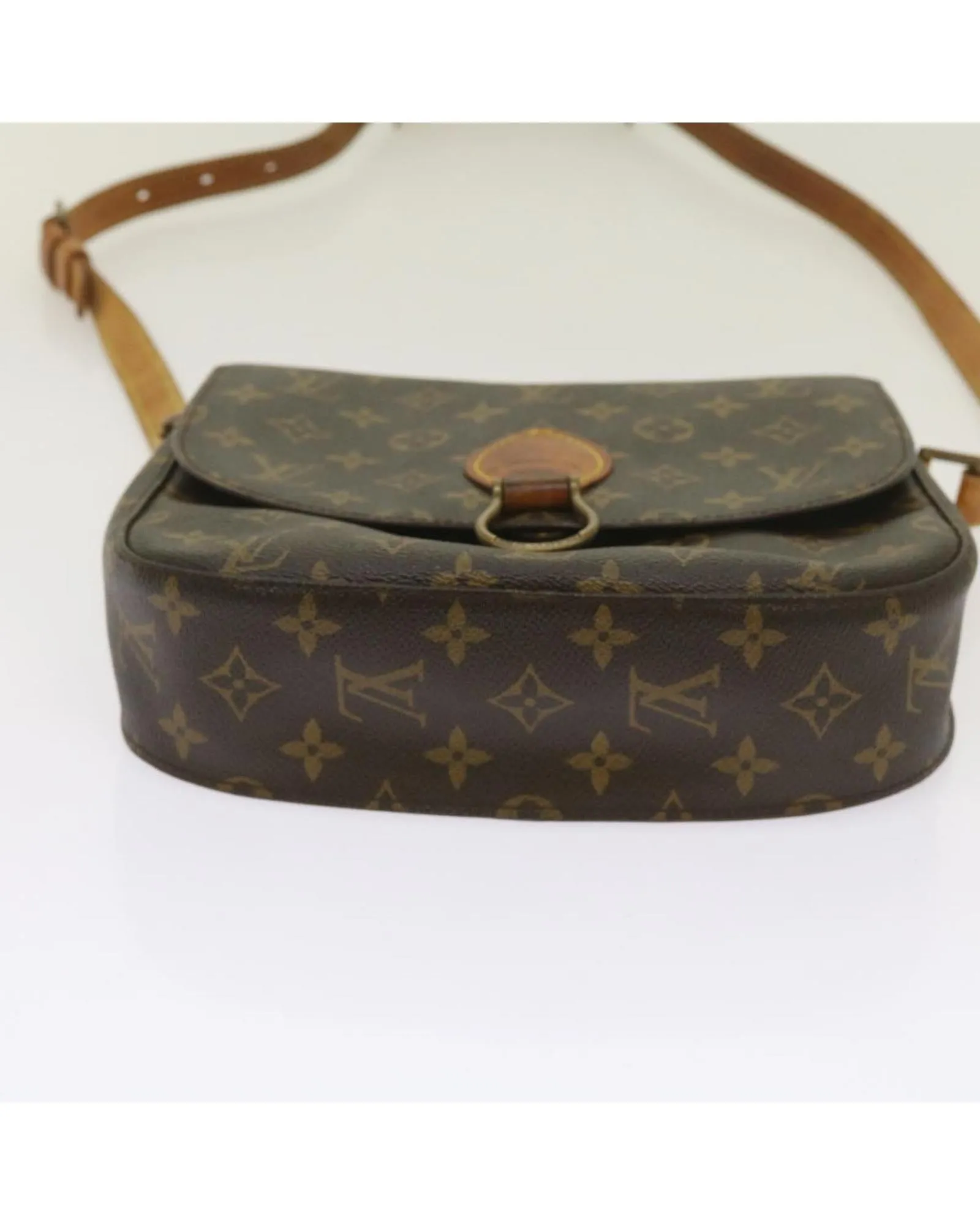 Monogram Shoulder Bag with Flap Closure and Golden Hardware