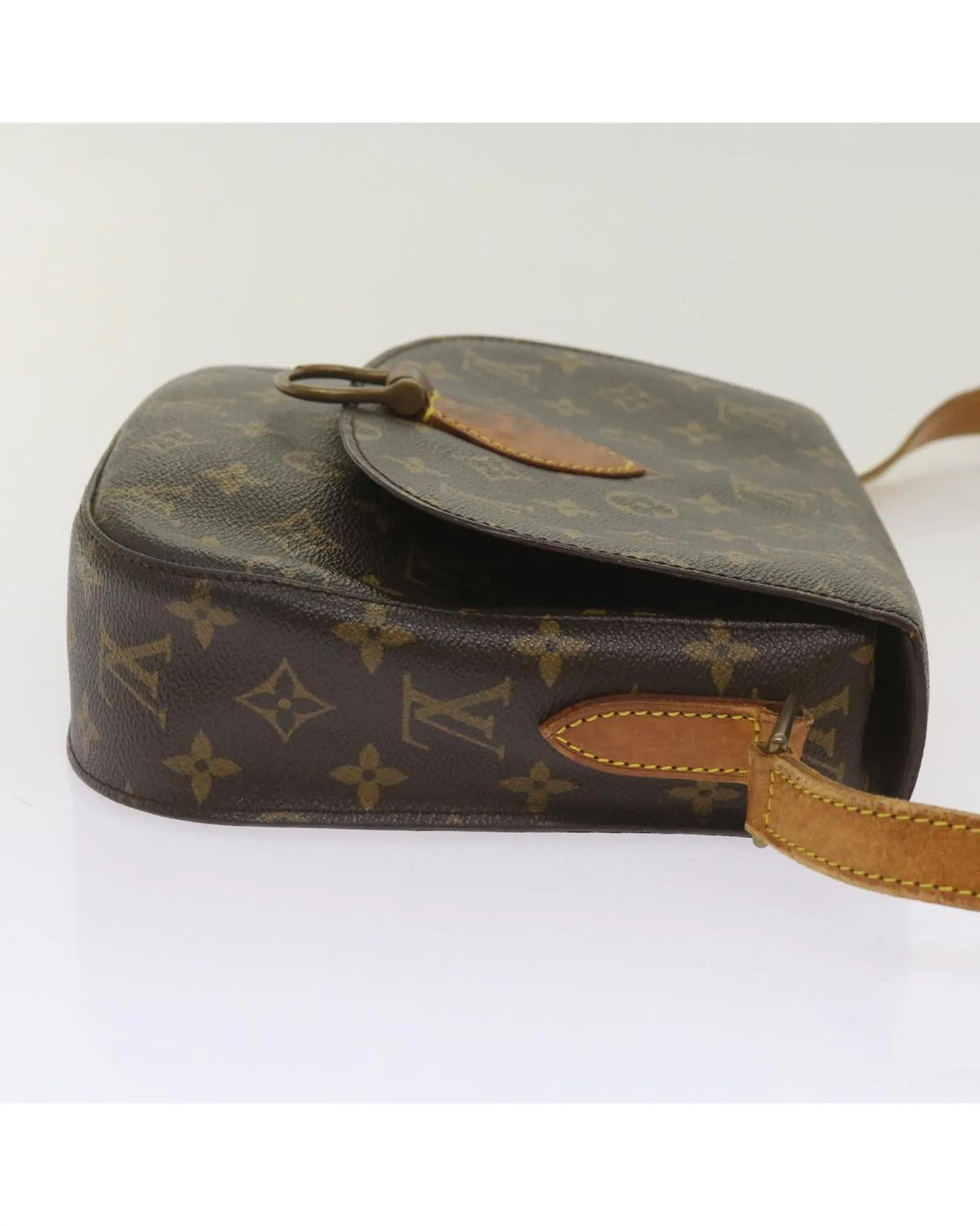 Monogram Shoulder Bag with Flap Closure and Golden Hardware