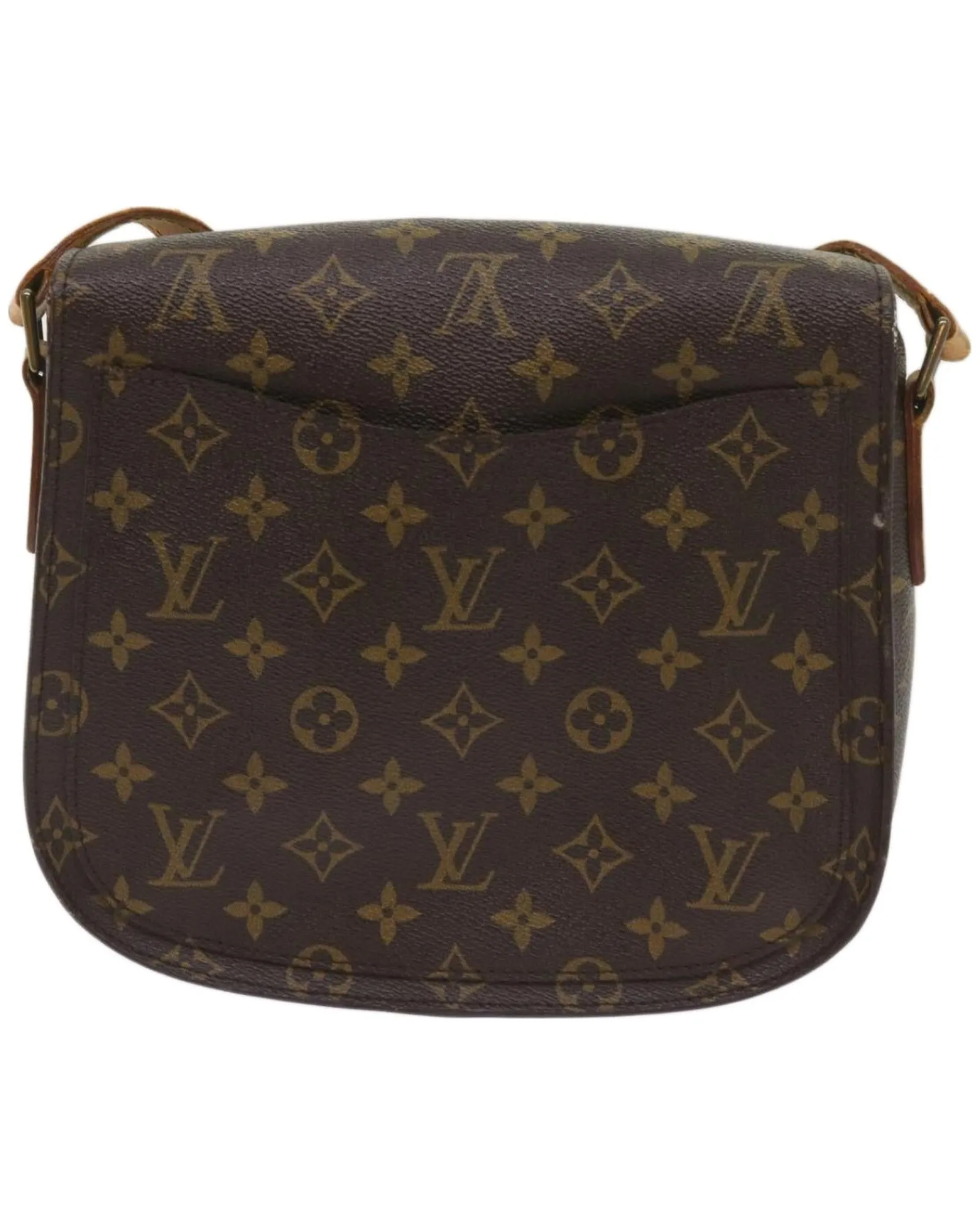 Monogram Shoulder Bag with Flap Closure and Golden Hardware