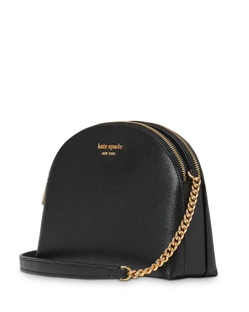 Morgan saffiano leather double zip dome crossbody kate spade new york black