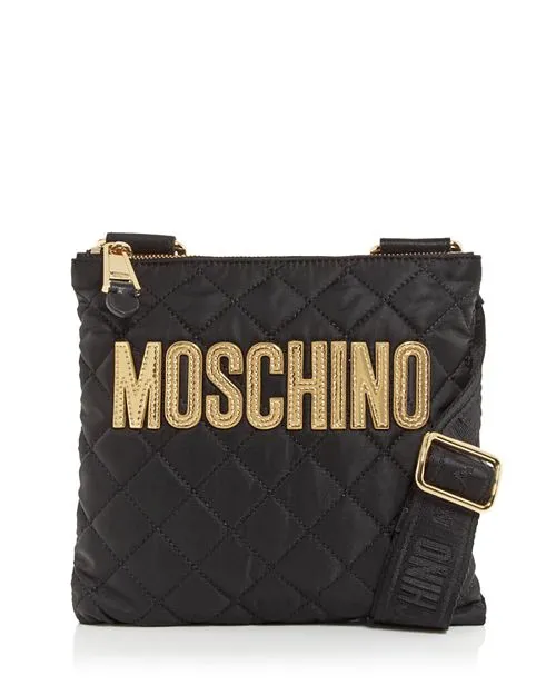 Moschino Quilted Nylon Crossbody Bag, Black