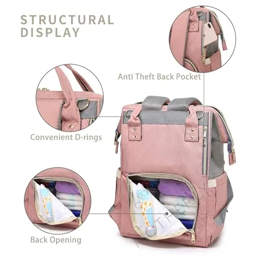 motherly Stylish Babies Diaper Bags for Mothers for Travel | 6 Month Warranty (Gray and Pink)