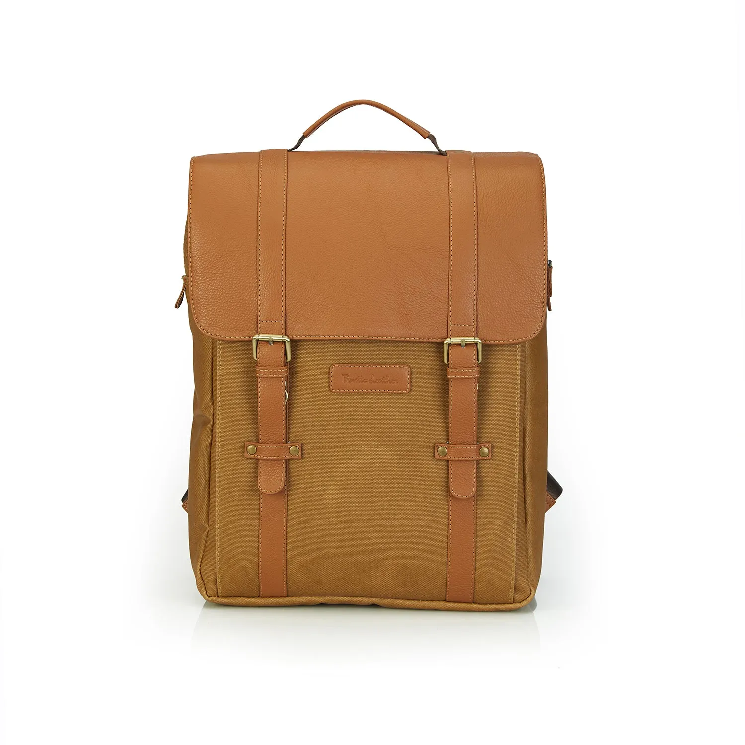 RUSTIC LEATHER BROOK CANVAS LEATHER BACKPACK