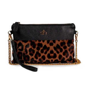 Soho Wristlet Clutch- Black Leopard