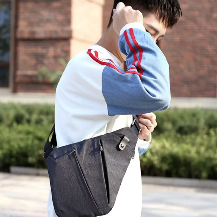 Sports Casual Men Crossbody Bag Large Capacity Multi-Pocket Single Shoulder Bag, Style: Left Shoulder Oxford Cloth (Blue)