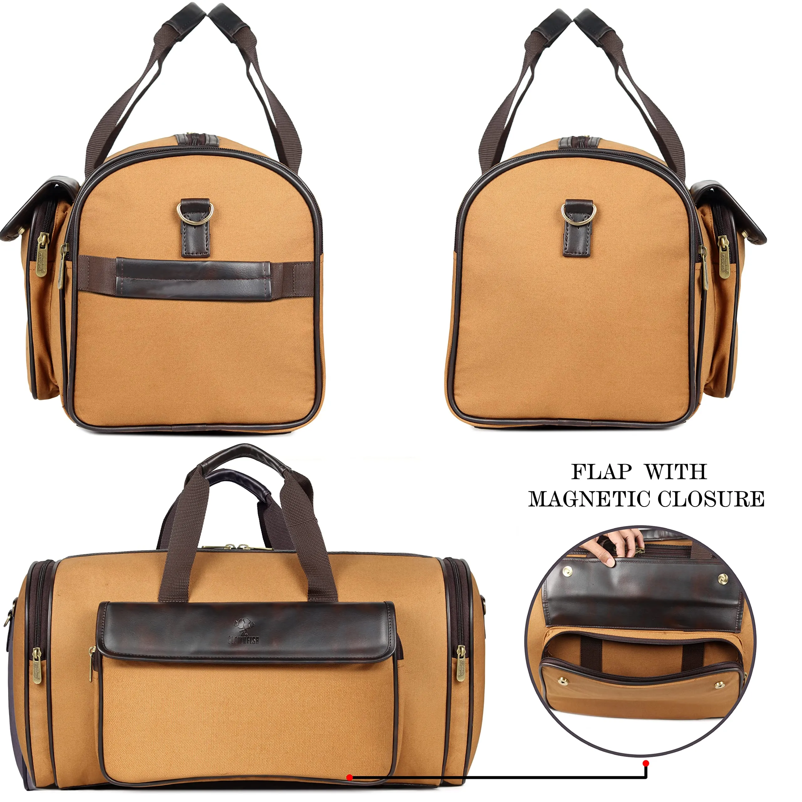 The Clownfish polyester 20 Cms Duffle Bag(TCFDBCN-IN-P-30LTN_tan)