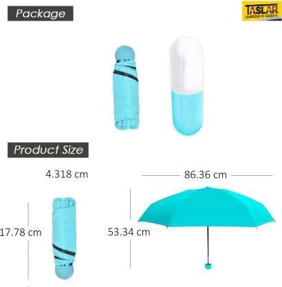 Umbrella with Capsule Shape Bottle Case Cover & Long Size Handle | Small Cute Sun & Rain Waterproof Ultra Portable Protective Mini Travel UV Umbrella