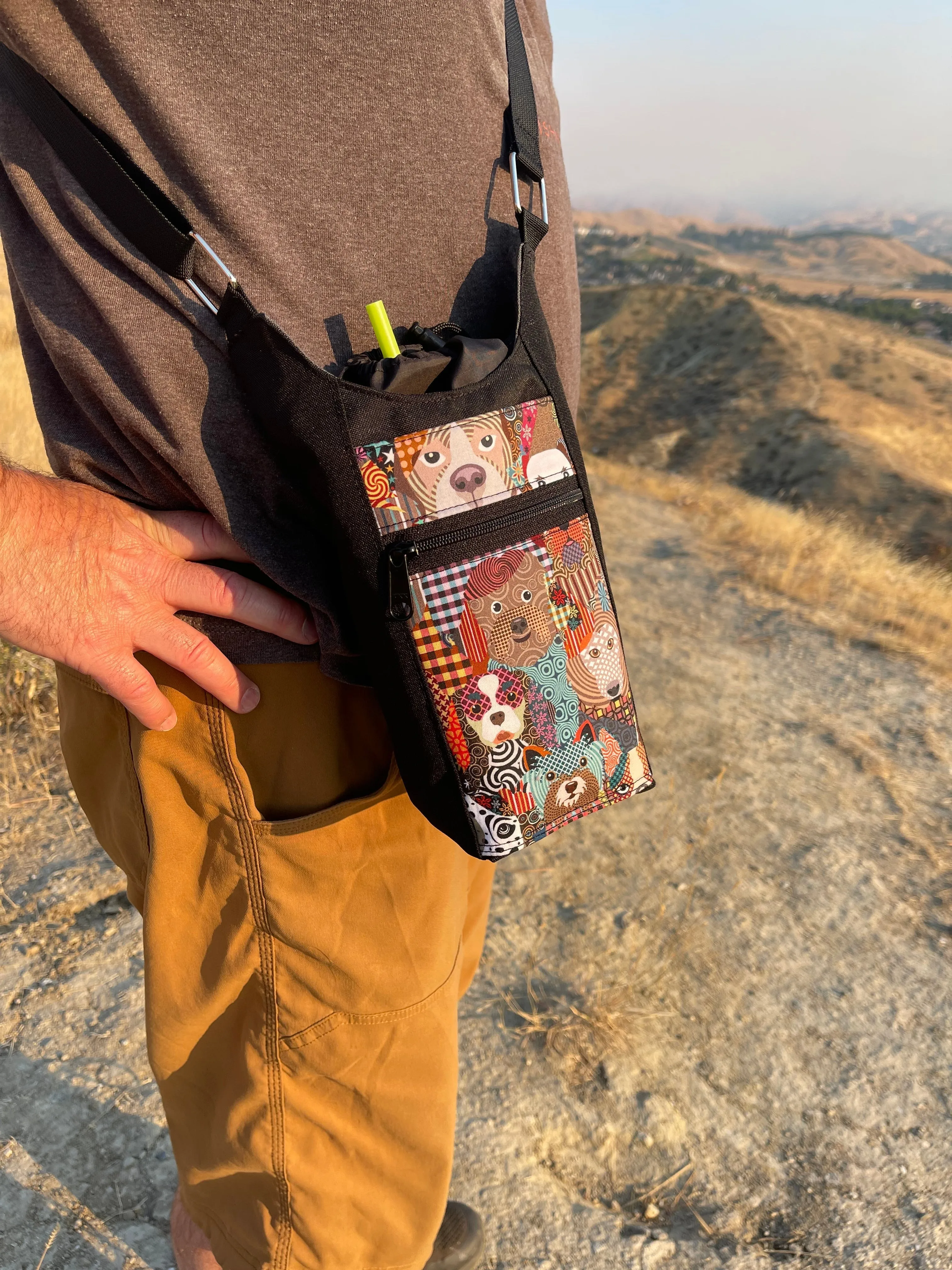 Water Bottle Crossbody Bag - Day Drinker - FernTastic Fabric Pocket