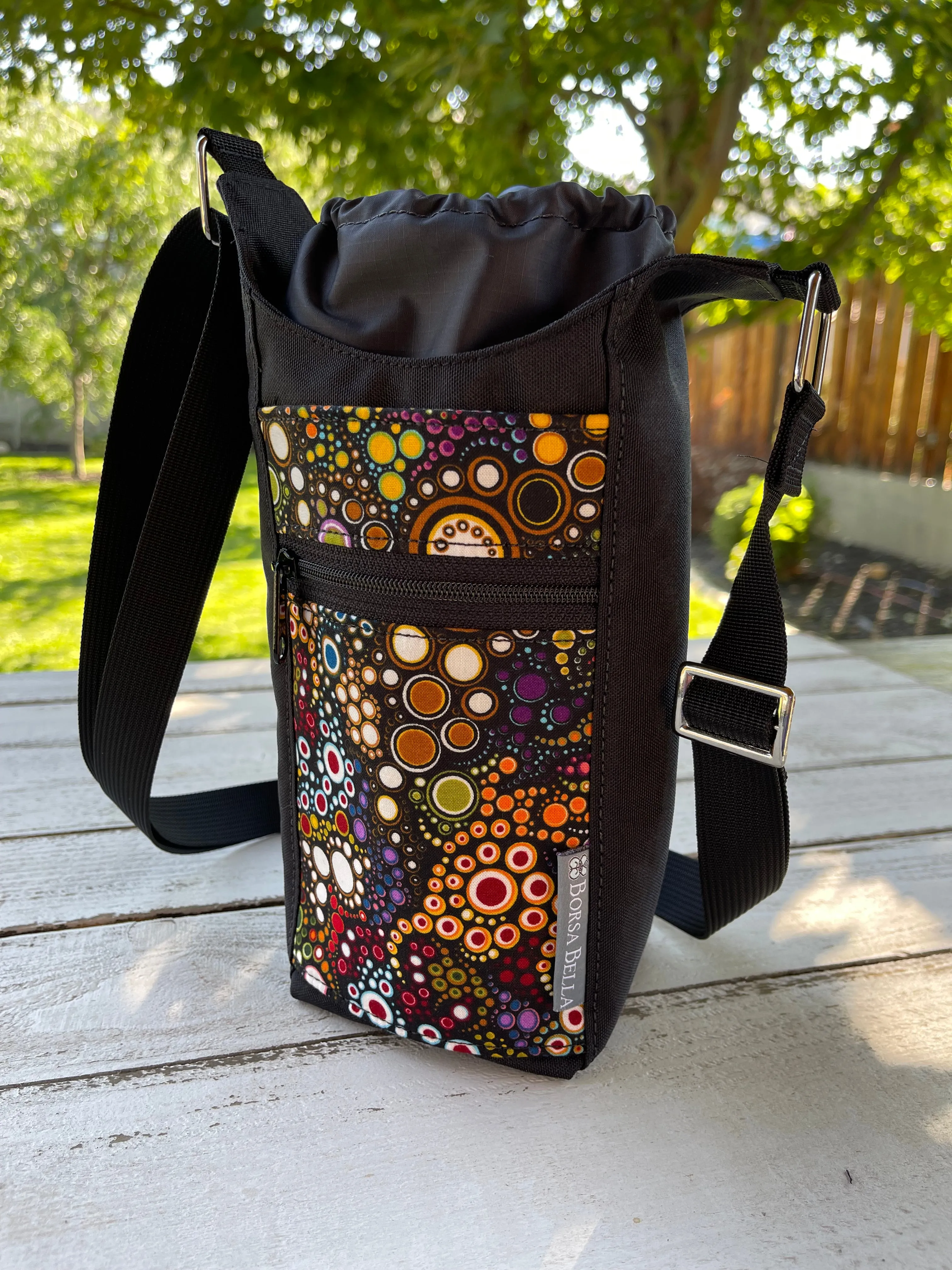 Water Bottle Crossbody Bag - Day Drinker - Happy Fabric Pocket