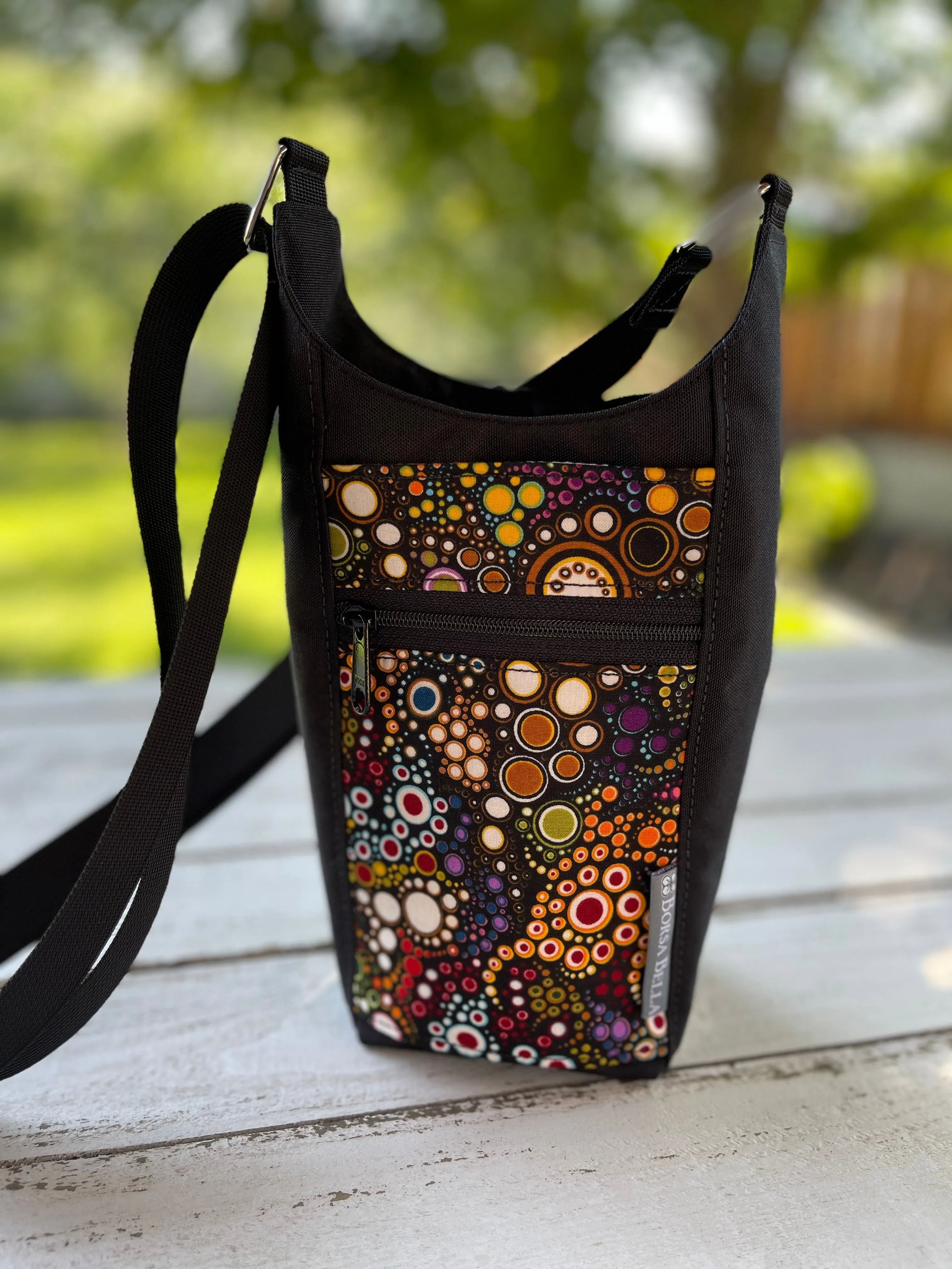 Water Bottle Crossbody Bag - Day Drinker - Happy Fabric Pocket