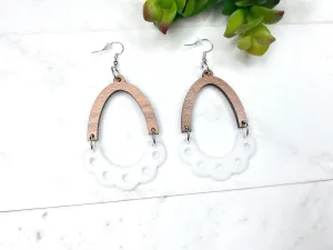 White Arch Dangle Earring White Cut Out Geometric Boho Style Large Earrings