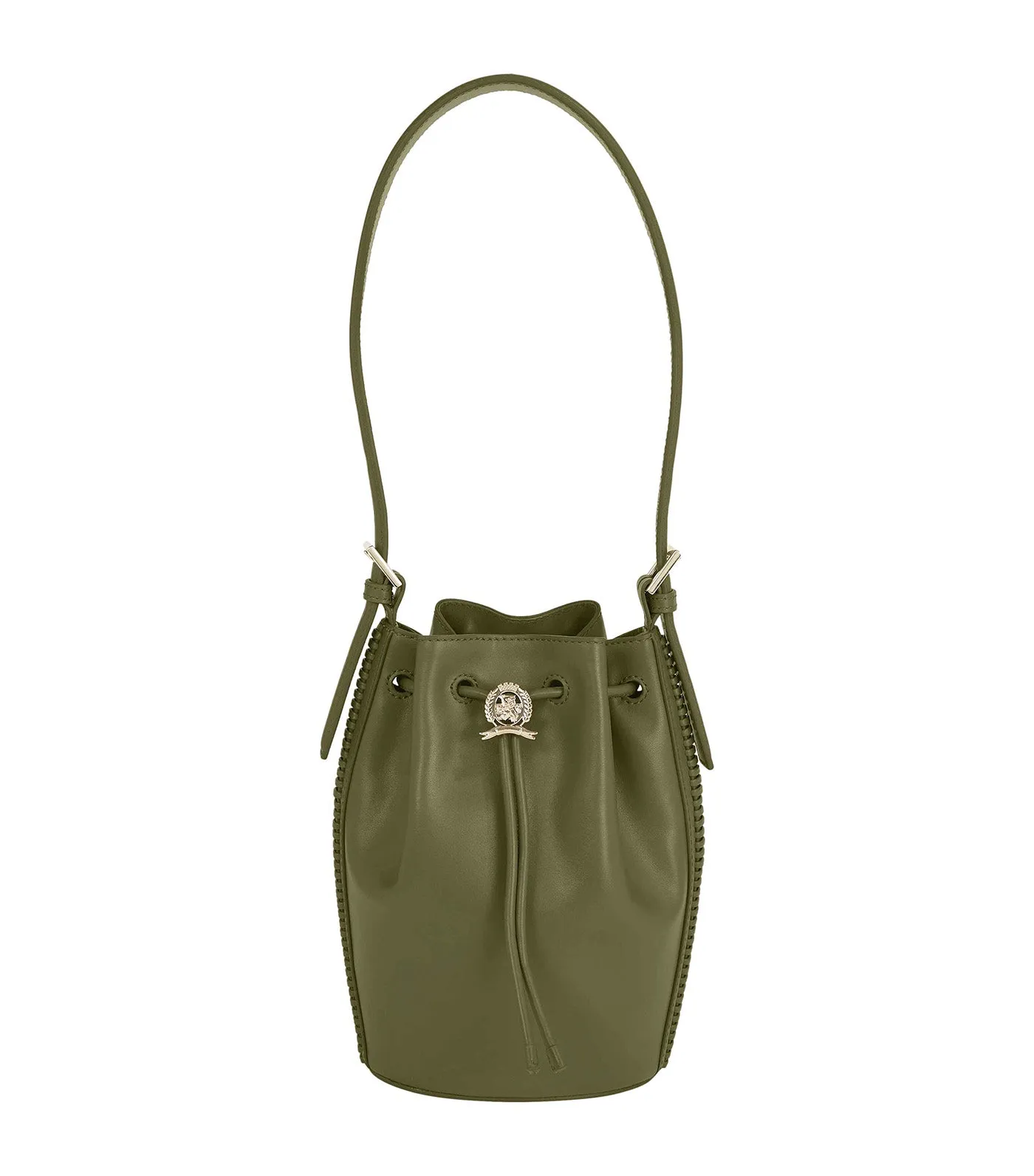 Women's Crest Leather Bucket Bag Putting Green