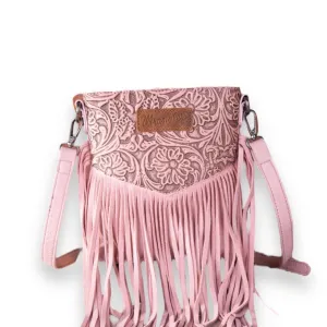 Wrangler Vintage Floral Embossed Fringe Crossbody - Peach